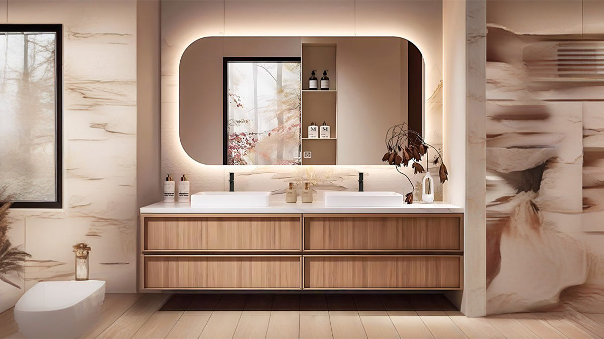 Modern bathroom vanity with double sink