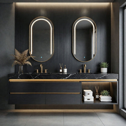 84'' Modern Bathroom Vanity with Double Sinks Includes Open Storage