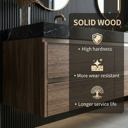 84'' Modern Bathroom Vanity with Double Sinks Includes Open Storage