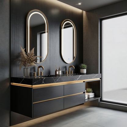 84'' Modern Bathroom Vanity with Double Sinks Includes Open Storage