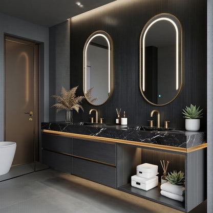 84'' Modern Bathroom Vanity with Double Sinks Includes Open Storage