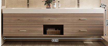 56"- 78" Floating Modern Bathroom Vanity with Double Sinks and LED Smart Defog Mirror