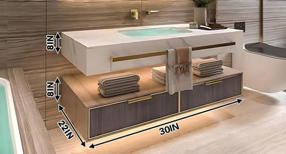 36"- 78" Open Storage Bathroom Vanity Set with LED Mirror Cabinet and Sink