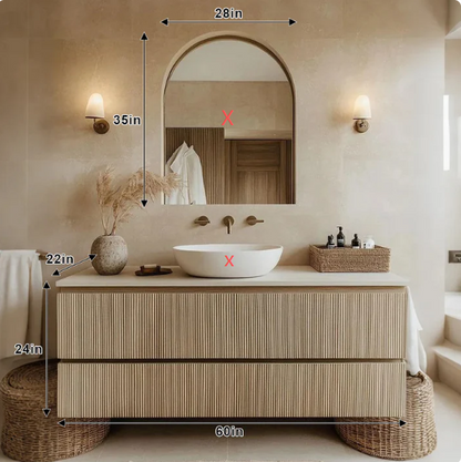52“ - 72” Above Counter Basin Striped Solid Wood Bathroom Vanity