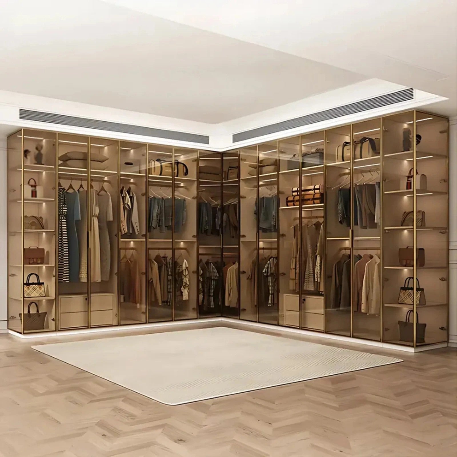 24‘’-94‘’ Modern Wardrobe Includes Transparent and Spacious Storage Space