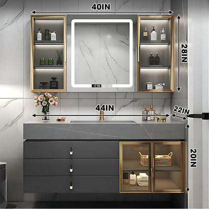 36"- 48" Bathroom Vanity with Sink Multi-Layered Solid Wood Cabinet