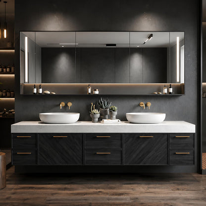 60‘’-96‘’ Bathroom Vanity with Double Sinks Includes 6 Spacious Drawers
