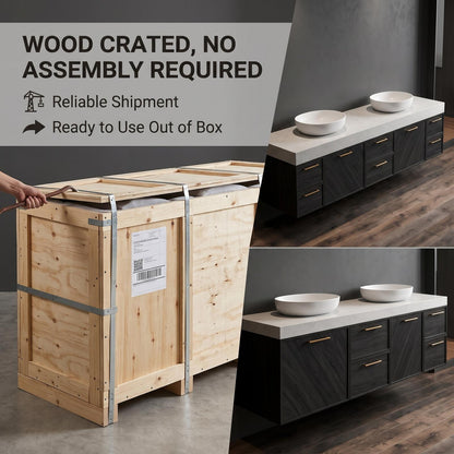 60‘’-96‘’ Bathroom Vanity with Double Sinks Includes 6 Spacious Drawers