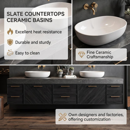 60‘’-96‘’ Bathroom Vanity with Double Sinks Includes 6 Spacious Drawers