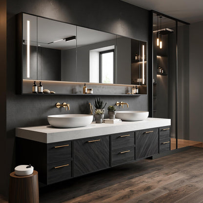 60‘’-96‘’ Bathroom Vanity with Double Sinks Includes 6 Spacious Drawers