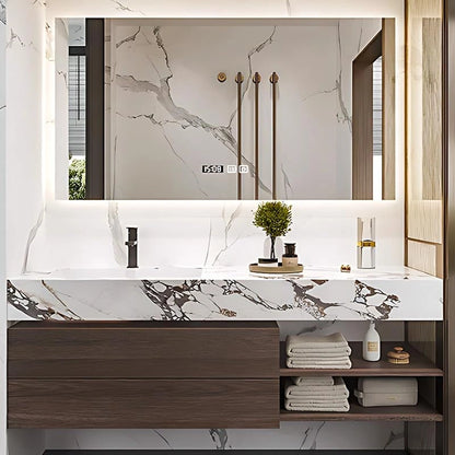 40” - 64” Luxurious Bathroom Vanity with Unique Patterned Slate Countertop