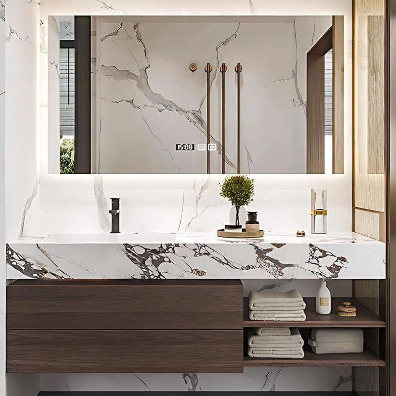 40” - 64” Luxurious Bathroom Vanity with Unique Patterned Slate Countertop