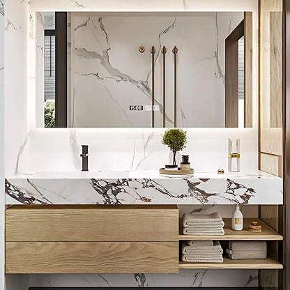 40” - 64” Luxurious Bathroom Vanity with Unique Patterned Slate Countertop