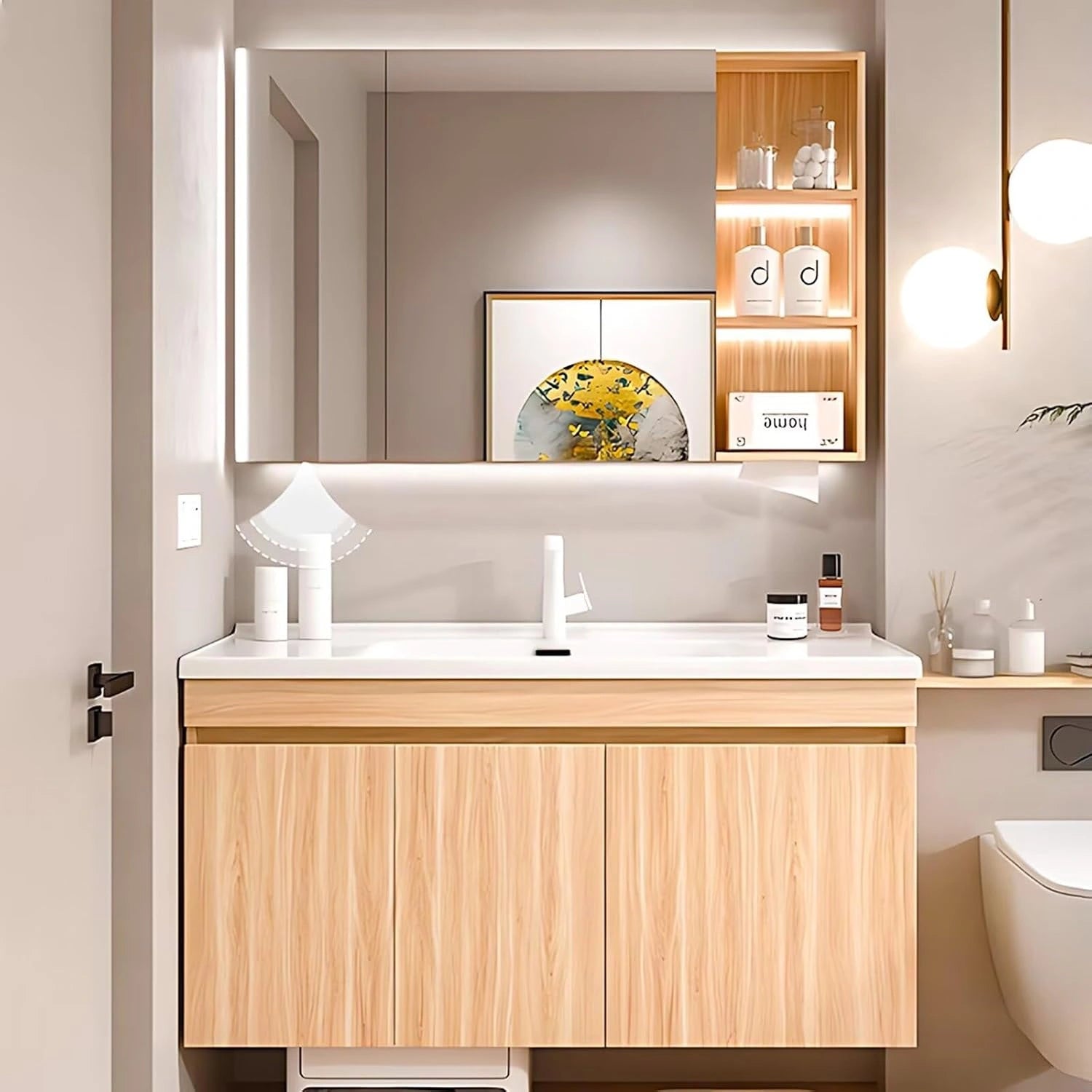 40” - 64” Minimalist Bathroom Vanity Includes Triple Drawers