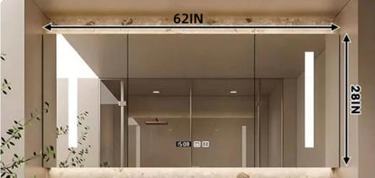 52"- 78" Double Basin Bathroom Vanity Set with 4 Drawers & Open Storage & LED Defogging Mirror Cabinet