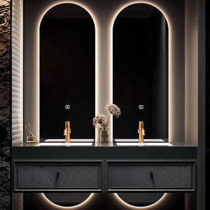 52''-78'' Vanity Set With Led Light Oval Mirror And Double Sink With Faucet