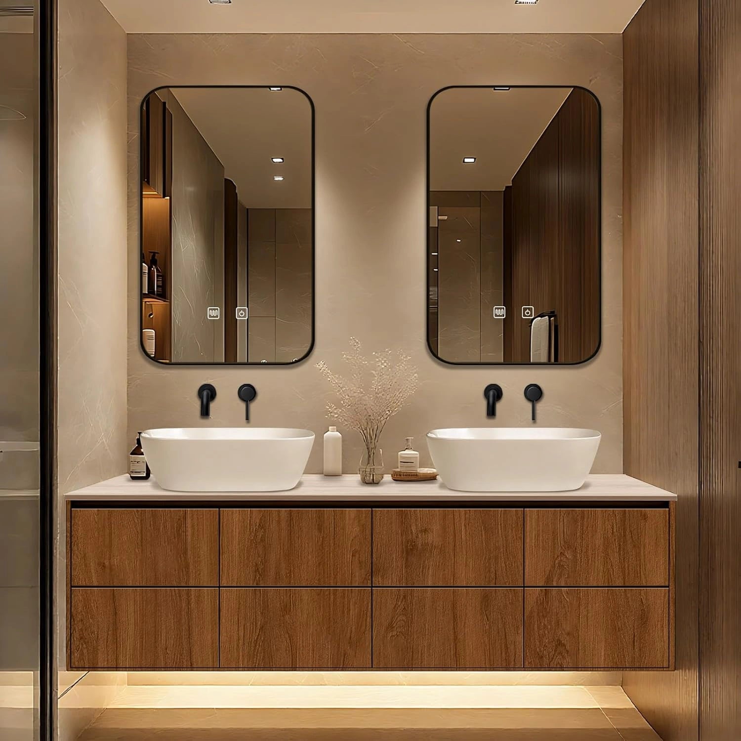 60” - 78” Luxury Bathroom Vanity Includes Two Mirrors & Above Counter Sink