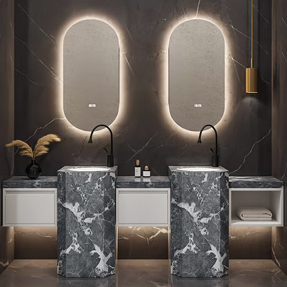SALE(In-Stock Enjoy Fast Delivery)72" Bathroom Vanity With Oval Smart Mirror  and Double Sink