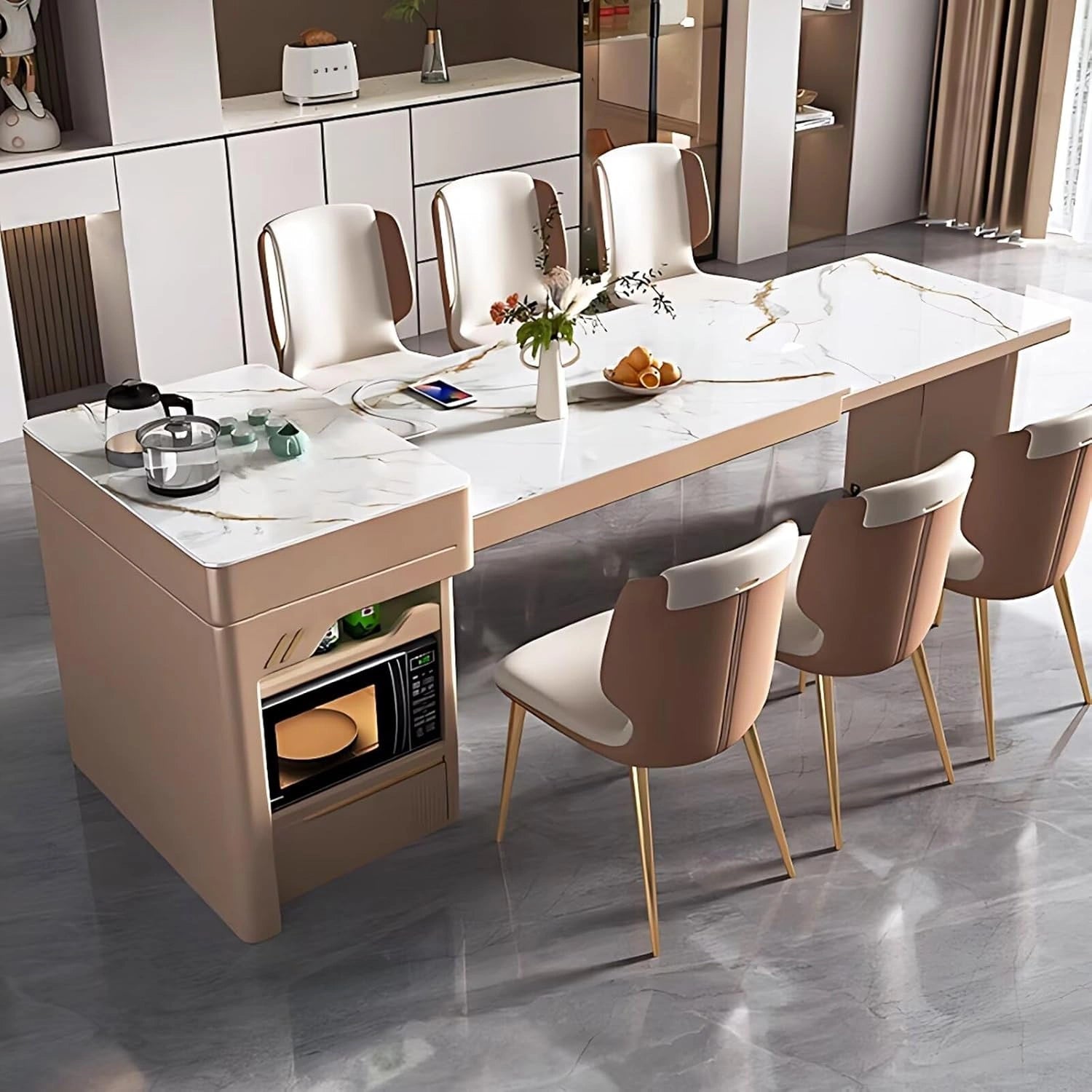 54” Modern Fashion Kitchen Island with Pull-Out Cabinets Includes Pulley Island (No Chair)