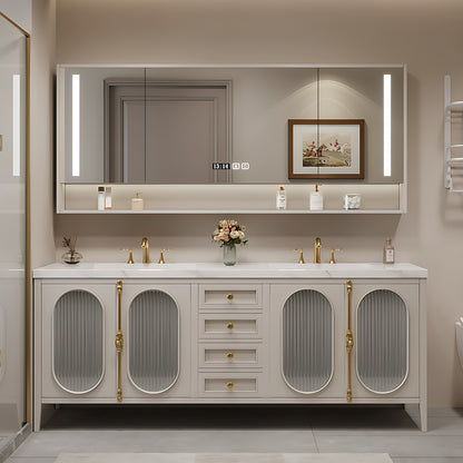 36"- 78" Freestanding Vanity Set for Bathroom with Large Storage Mirror Cabinet and Sink