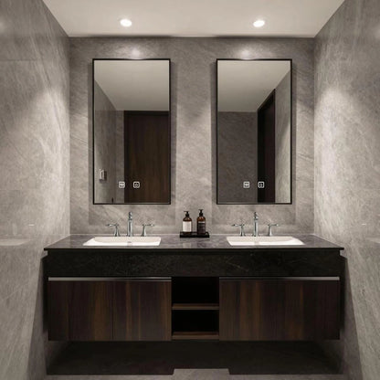 60” - 84” Unique Bathroom Vanity with Open Storage Shelf & Wood Cabinet