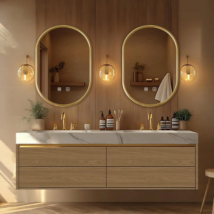 60” - 78” Log Luxury Bathroom Vanity Includes Textured Tabletop & Irregular Mirror