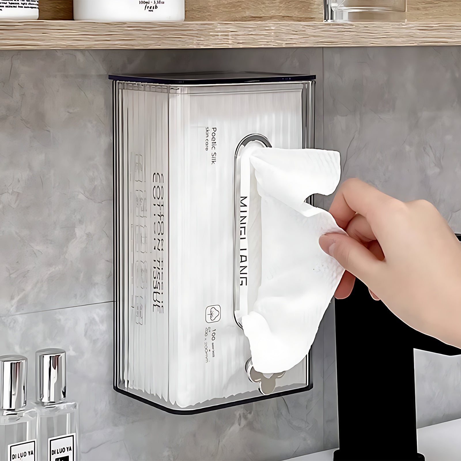 （Can only be shipped together with the bathroom vanity ）No-Drill Wall-Mounted Face Towel Storage Box
