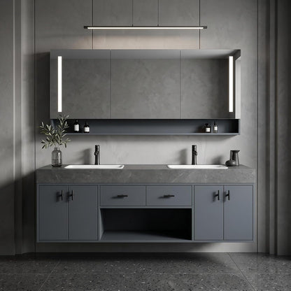 52‘’-110‘’ Floating Bathroom Vanity Sinks Set Inlcudes Sleek Rectangular Front