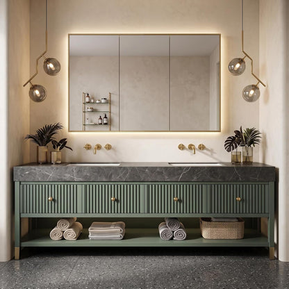 52''-110'' Luxury Bathroom Vanity with Double Sink Includes  Green Wood Grain