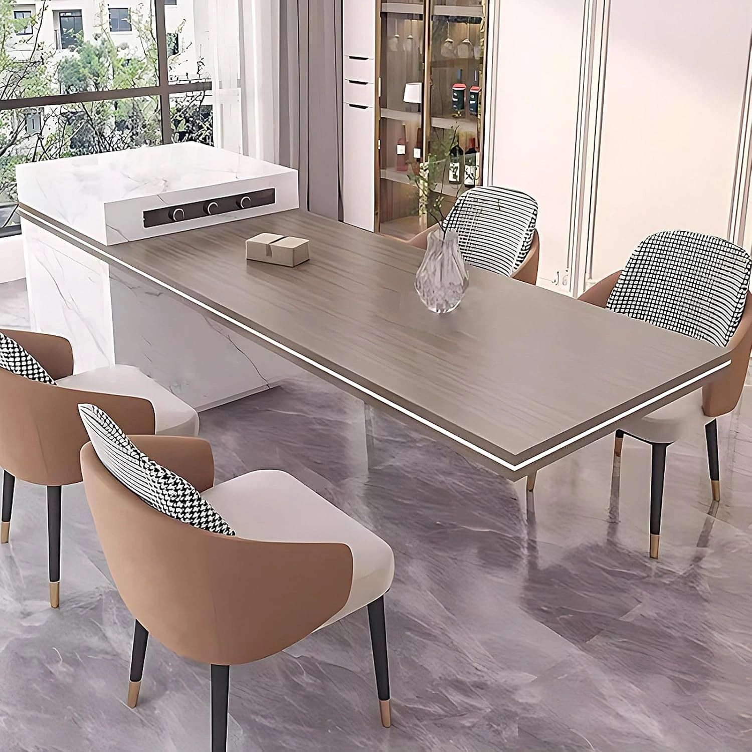 94” - 102” Kitchen Island Includes Desktop Floating Design & Ambient Light (No Chair)