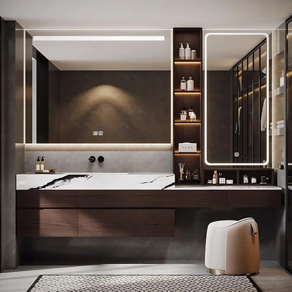 76” - 88” Practical Floating Bathroom Vanity Includes Ceramic Basin & Textured Rock Countertop