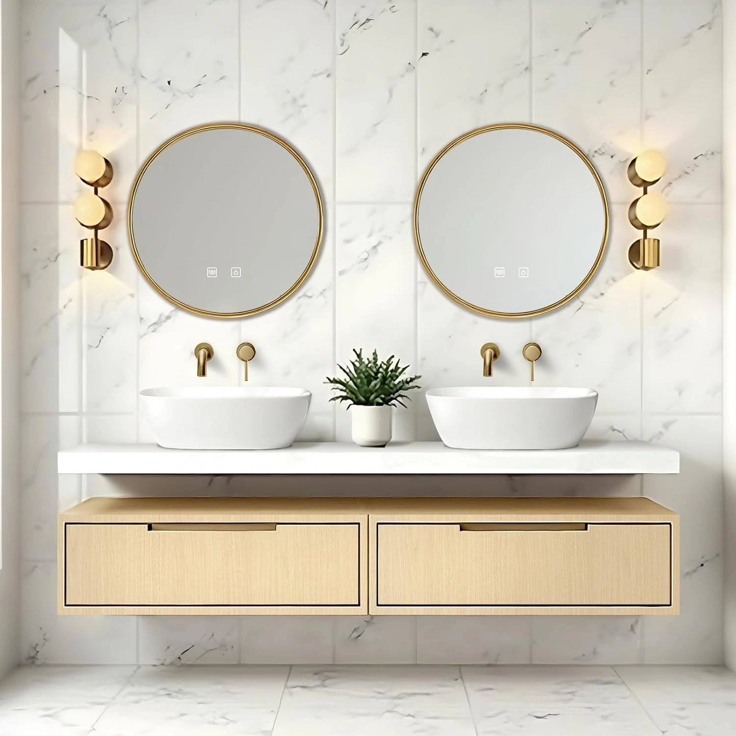 64” - 84” Floating Bathroom Vanity Includes Log Cabinet Modular Design