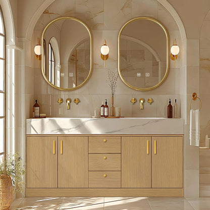 64” - 96” Freestanding Bathroom Vanity Includes Enclosed Space Storage Cabinets