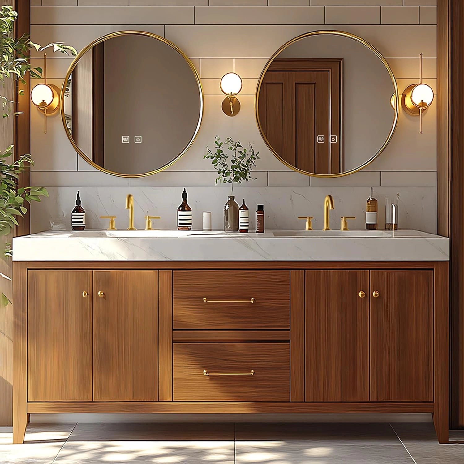 72” - 96” Simple Exquisite Bathroom Vanity Includes Wood Grain Cabinet