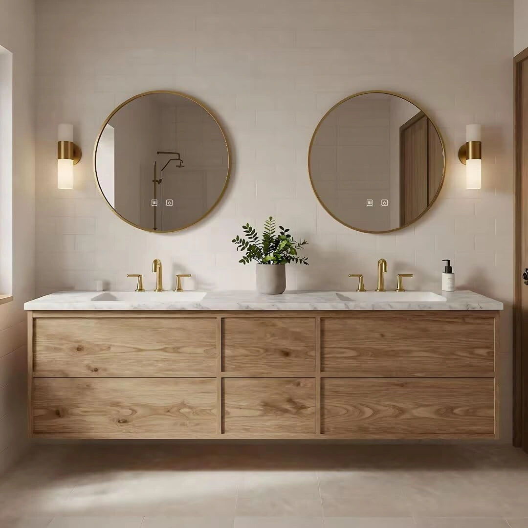 60” - 84” Practical Bathroom Vanity Includes Seamless Ceramic Sink & Textured Countertop