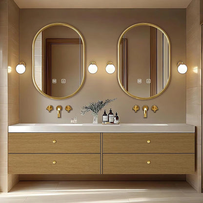 60” - 84” Vintage Wood Bathroom Vanity with Symmetrical Golden Accessories