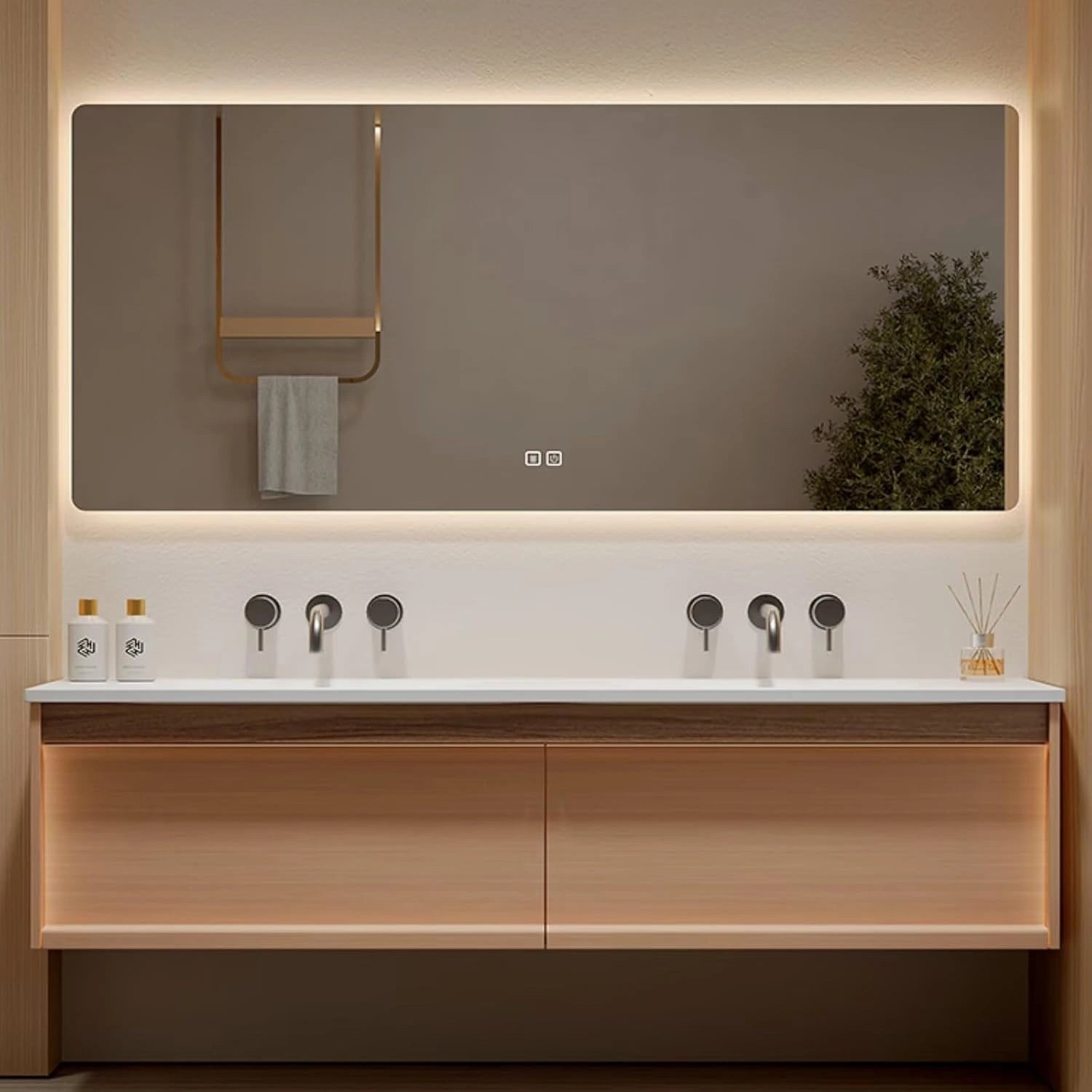 60” - 78” Floating Bathroom Vanity with Modern Simple Design