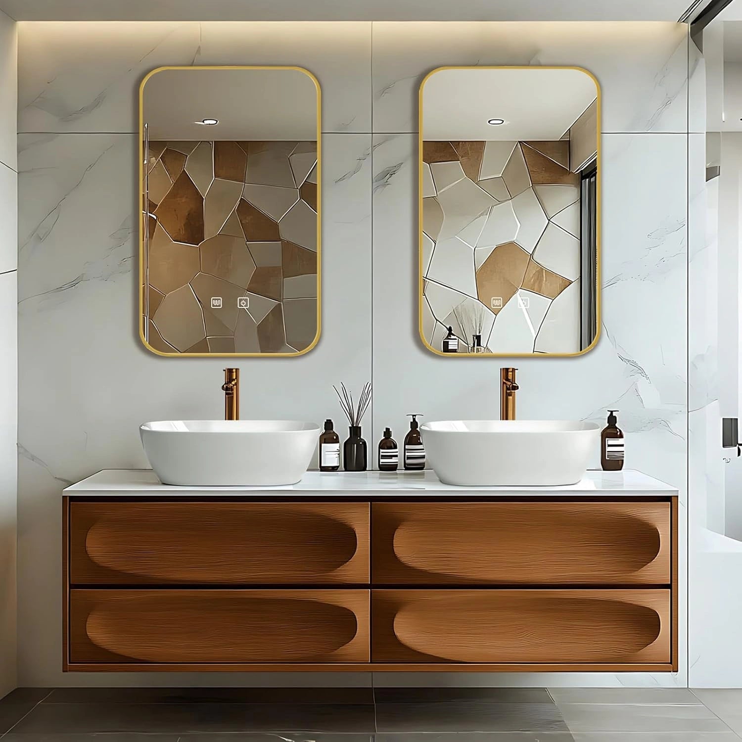 60” - 78” Modern Art Bathroom Vanity Includes Unique Surface Design ...
