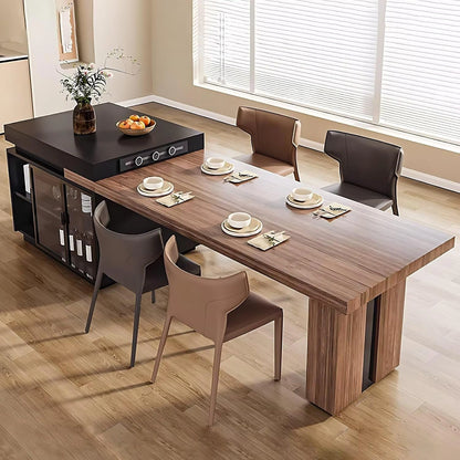 94” - 102” Log Modern Kitchen Island Includes Visualization and Open Storage (No Chair)