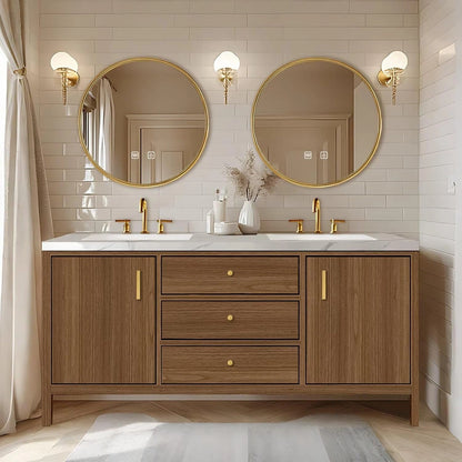 60” - 96” Exquisite Luxury Bathroom Vanity with Smart Defog Mirrors
