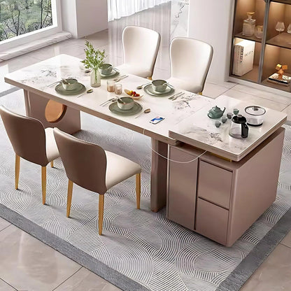 85” - 93” Cozy Flexible Kitchen Island Includes Golden Stripe Design (No Chair)
