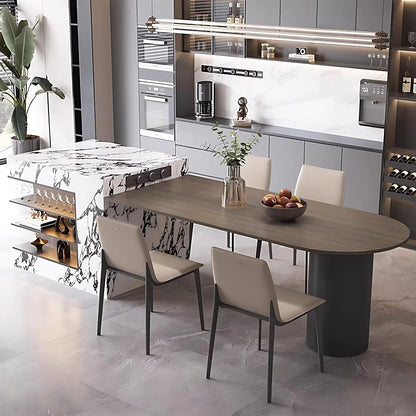 87” - 98” Modern White Kitchen Island Includes Open Lattice & Track Socket (No Chair)
