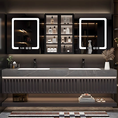SALE 68'' Wall Mounted With Mirror Cabinet And Led Light With Double Sink and Faucet