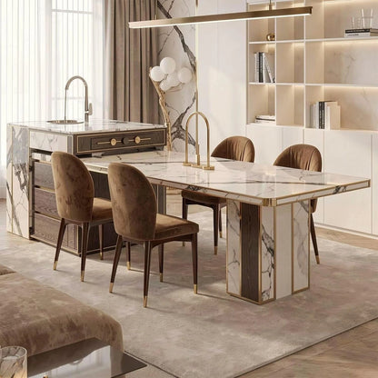 75” Luxurious Kitchen Island with Extendable Dining Table & 2 Drawers