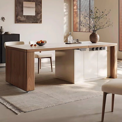 79” Simple Comfortable Kitchen Island Includes Retractable and Liftable Design (No Chair)