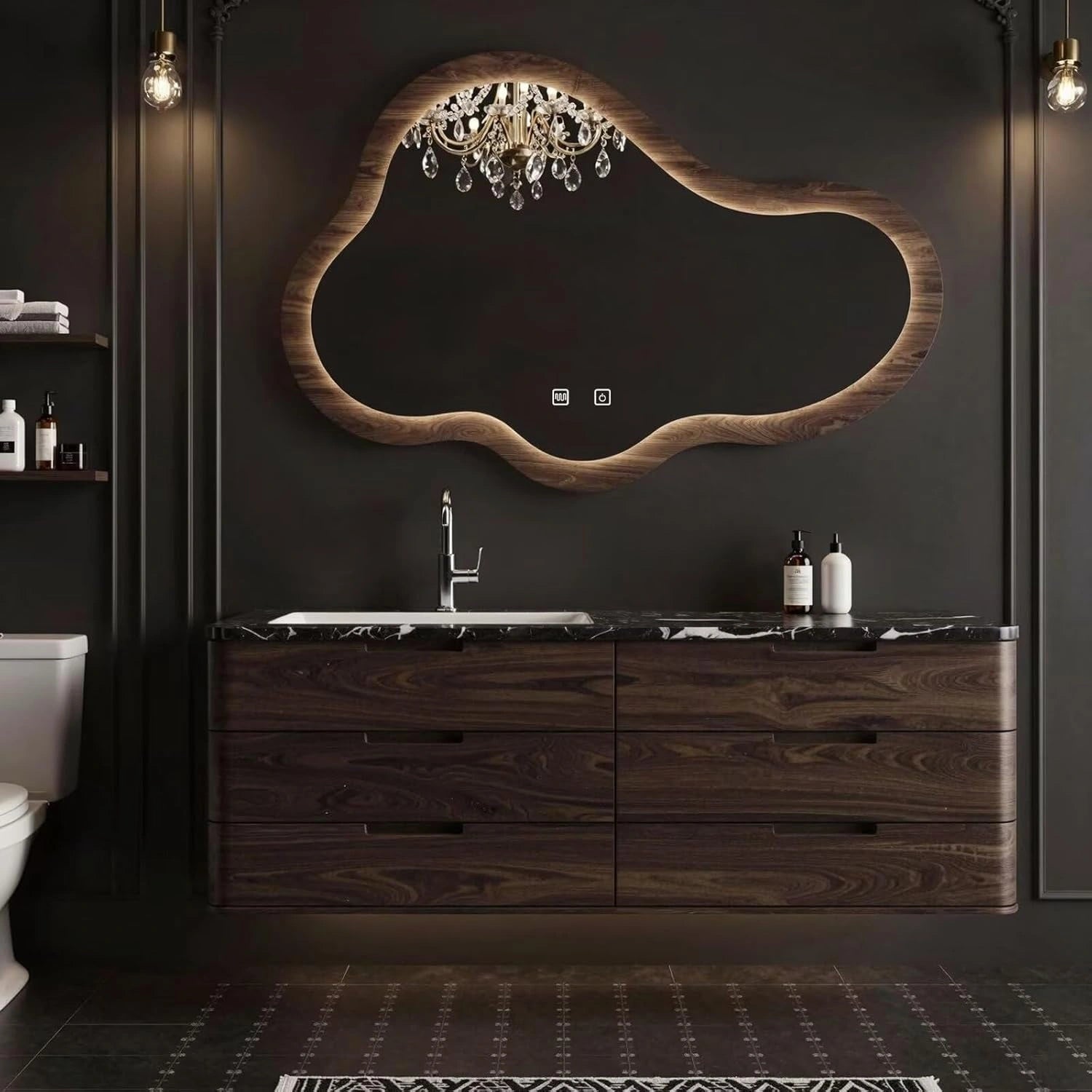 36” - 64” Unique Bathroom Vanity with Cloud-Shaped Smart Mirror