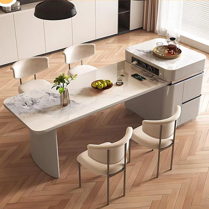 65” - 96” Grey Luxury Kitchen Island Includes Unique Texture Design & Storage Space (No Chair)