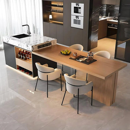 87” - 98” Brown Modern Kitchen Island Includes Log Style Design (No Chair)