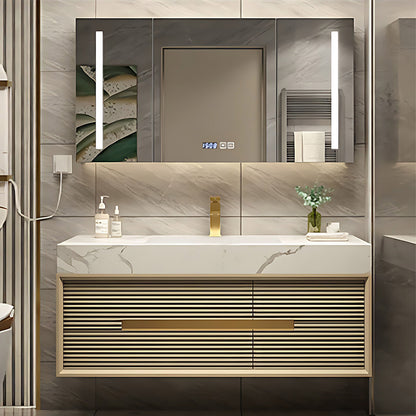 32"- 72" Gold Bathroom Cabinets Set with Lighted Mirror and Basin