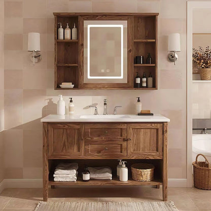48” - 64” Retro Bathroom Vanity with Open Shelving & Undermount Sink